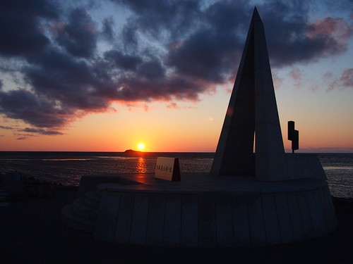 ocean sunset monument japan hokkaido north cape soya misaki wakkanai 宗谷岬 itap 稚内市