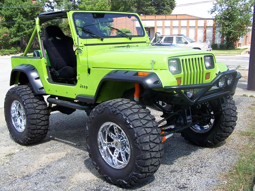 green jeep lifted wrangler bigrim