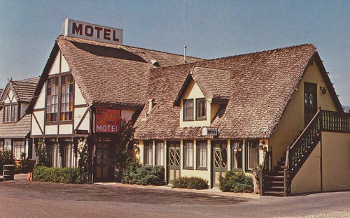 california vintage postcard motel solvang gaesthuset