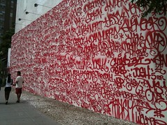 If you haven't seen the new graffiti/tag mural on Bowery / Houston, you really should make a field trip to check it out.
