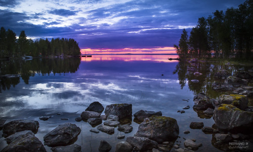 häikänniemi joensuu kontiolahti suomi finland pohjoiskarjala ranta höytiäinen järvi kivikko kivi auringonlasku taivas pilvi horisontti lake sunset rock water cloud colorfull