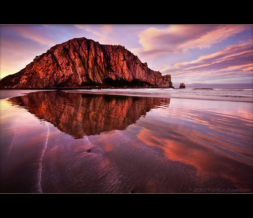 ocean california seascape reflection beach clouds sunrise dawn morrobay morro morrorock