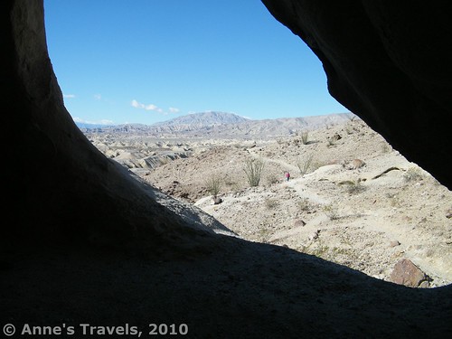 Looking through an arch at Wind Caves, Anza-Borrego Desert State Park, California