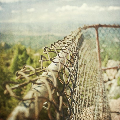 trees clouds forest fence square wire colorado rocks afternoon dof ladybug chainlinkfence textured devilshead caonon texturesquared t1i fencefriday fencedfriday