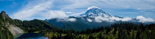 sky panorama nature water clouds landscapes mtrainier tolmiepeak