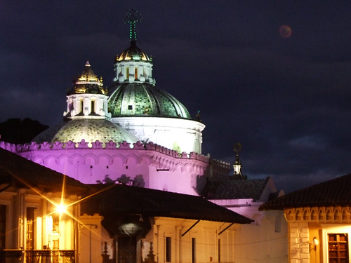 light moon night quito ecuador cathedral