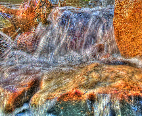 sunset water fountain waterfall rocks patterns grunge hdr goldenhour cs4 flowingwater photomatixpro topazlabs lsuhscshreveport feistweillercancercenter zadeckmemorialgarden