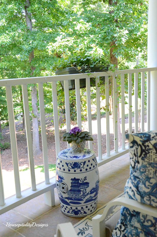 Blue and White-Garden Stool-Porch-Housepitality Designs