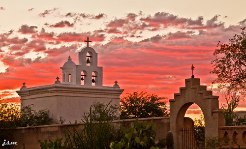 sunset arizona church del tucson mission xavier bac