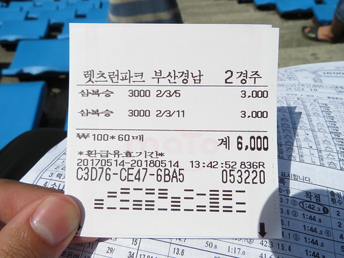 釜山慶南競馬場の韓国語の馬券