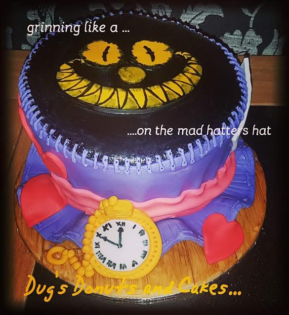 Mad Hatters Hat with the Cheshire Cat by Fran Duggan of Dugs Donuts and Cakes