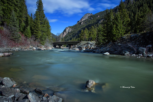 river gallatinriver montana usa rocks trees flow slowshutterspeed filters sky scenery scenic nature landscape