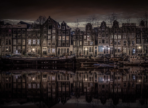 amsterdam architecture canals kromme waal sunset cityscape