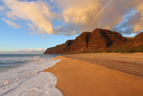 polihale state park sunset kauai hawaii hi september 2016 beach pacific ocean waves ハワイ 風景 sand sea coast sky water
