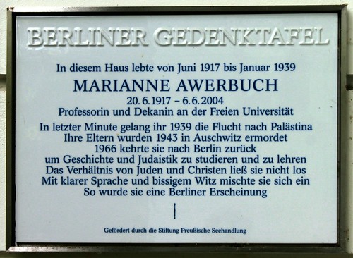 Gedenktafel für Marianne Awerbuch