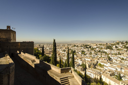 alhambra granada spain espana europe building architecture old history historic alcazaba fort fortress wall cityscape view