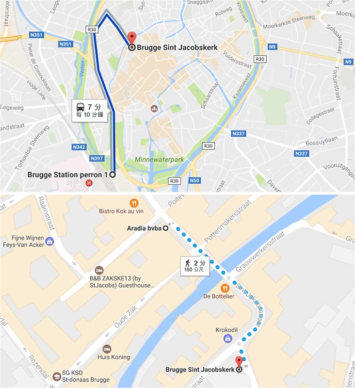 如何從布魯日火車站搭公車到民宿