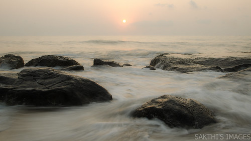 sea morning serene silky rocky rocks early kovalam chennai india tamilnadu tamil nadu ocean cwc cwc585 force mighty long exposure water beach sun rise sunrise earlymorning