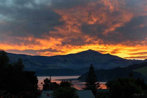 akaora bankspeninsula newzealand landscape sunset clouds sky akaoraharbour sea water hills southisland nikond750