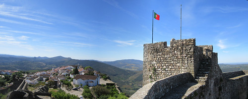 portugal castelodemarvão flag castle village panorama landscape serradesãomamede