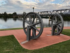 Former Bridge Deck Raising Pulley Wheels for the 'Martin Bridge' over the Manning River at Taree, NSW