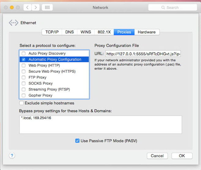 Configuración de proxy empleado por Dok, el primer troyano a gran escala contra Mac/macOS