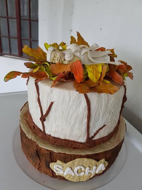 Rustic Theme Baptismal Cake by Marissa Abanales of Purple Heart Cup-Cakes