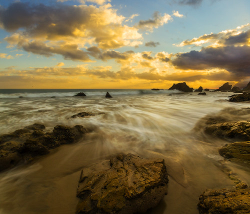 sunset beach beautifulsky coast malibu elmatadorbeach california colorful waves rockybeach longexposure