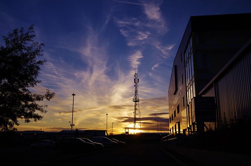 sunset industrial clouds sky light sun shine buildings colour shrewsbury