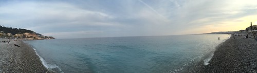 panorama ocen sea seaside beach water sun sunset nice south southern france sky clouds travel travelling