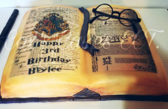 Harry Potter Spell Book Cake made with Butter Cream Fondant by Michelle Ashley Cox of Cox's Cakes Ect.