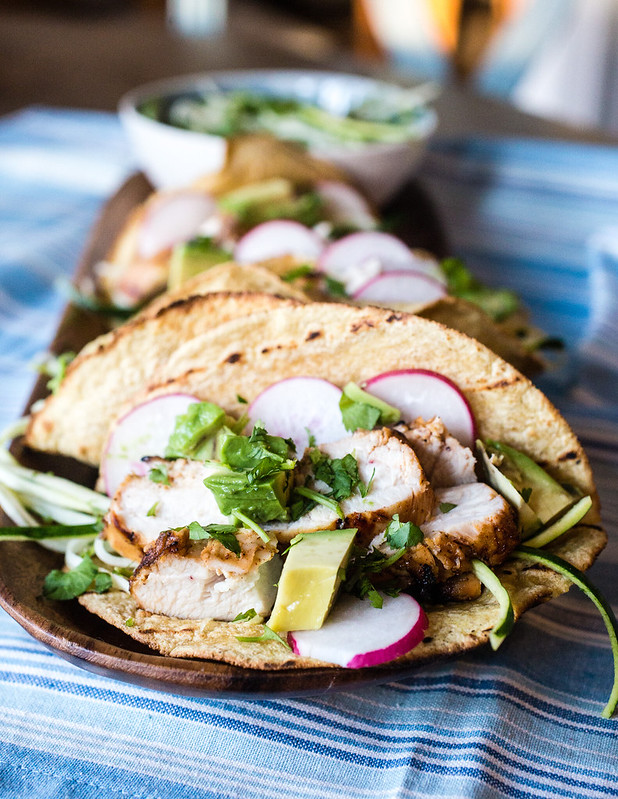 Tequila Lime Chicken Tacos with Zucchini Slaw
