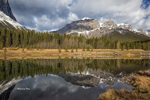 reflections water nature rundlemountain snow trees sky scenery scenic clouds landscape nationalpark canada alberta quarrylake lake landscapes canmore momentsbyceline ilobsterit