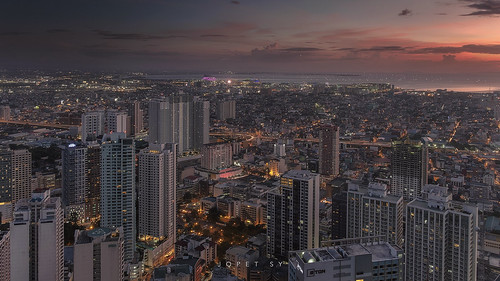 skyline sunset metropolis buildings manila philippines makati landscapes landscape lights