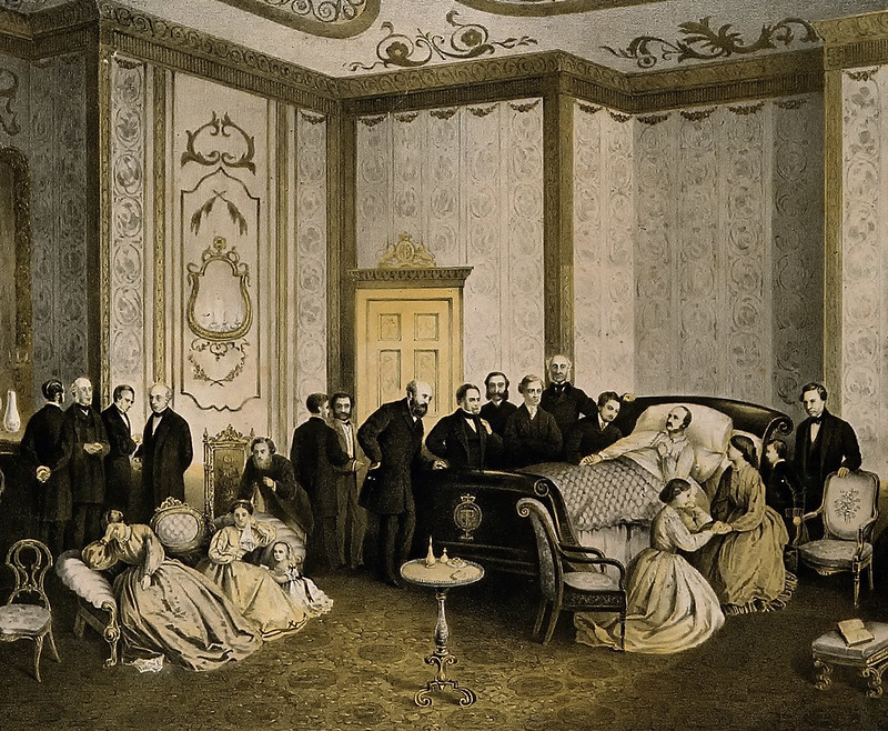 Albert, Prince Consort, on his deathbed at Windsor Castle, with members of the royal family and the royal household in attendance, 14 December 1861. Credit Wellcome Images