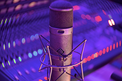 lumography recording studio microphone red pink green blue vibrant petzval lens nikon d810 alex erkiletian loudoun county purcellville va virginia
