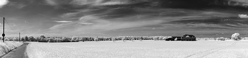 farm bauernhof felder fields trees bäume infrared infrarot panorama bw sw monochrome