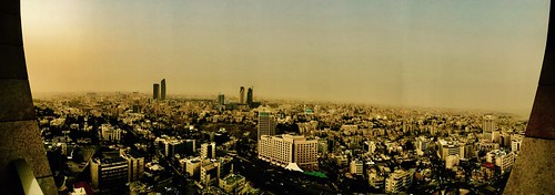 middleeast levant landscape urban capital city sand storm sandstorm sunset panoramic pano jordan amman