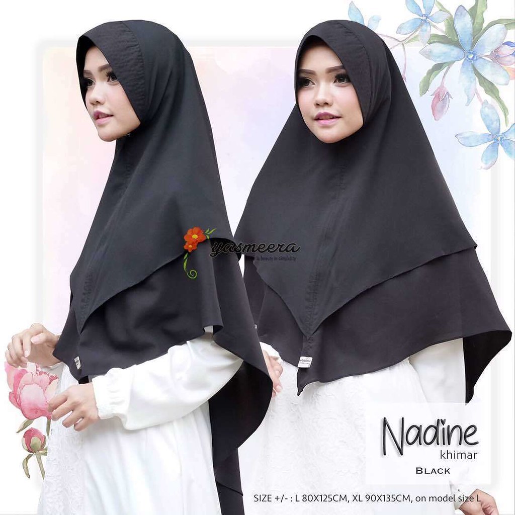 Yasmeera Khimar Nadine Black - hijab kerudung khimar jilba 