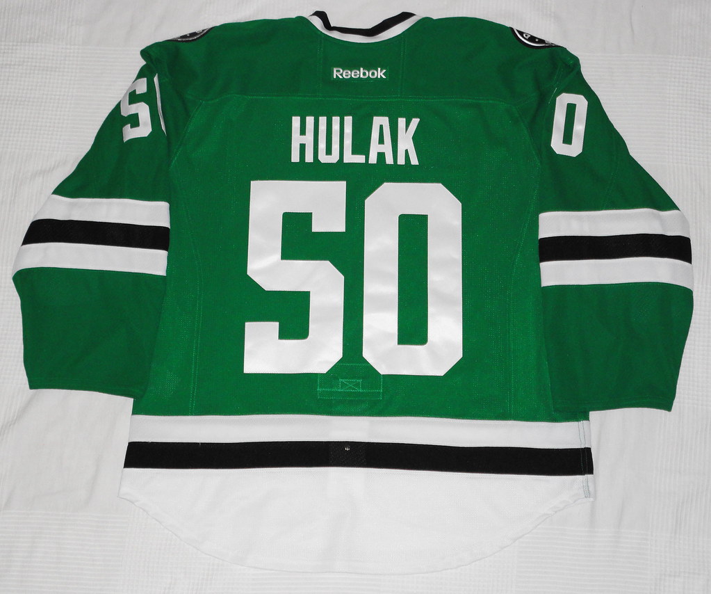 2015-16 Derek Hulak Dallas Stars Game Issued Home Jersey Back