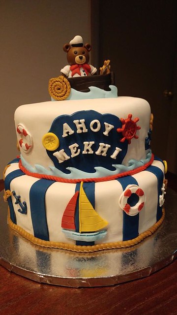Nautical Baby Shower Cake by Shelby Martrae Gibson of Tiny's Treats