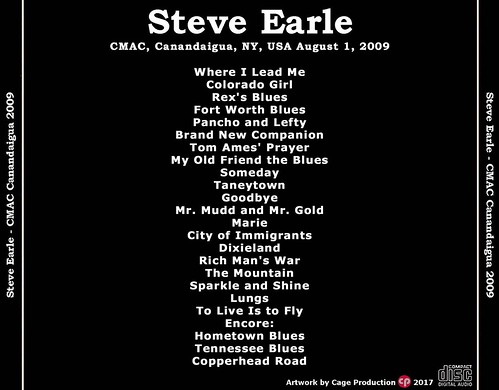 Steve Earle-Canandaigua 2009 back