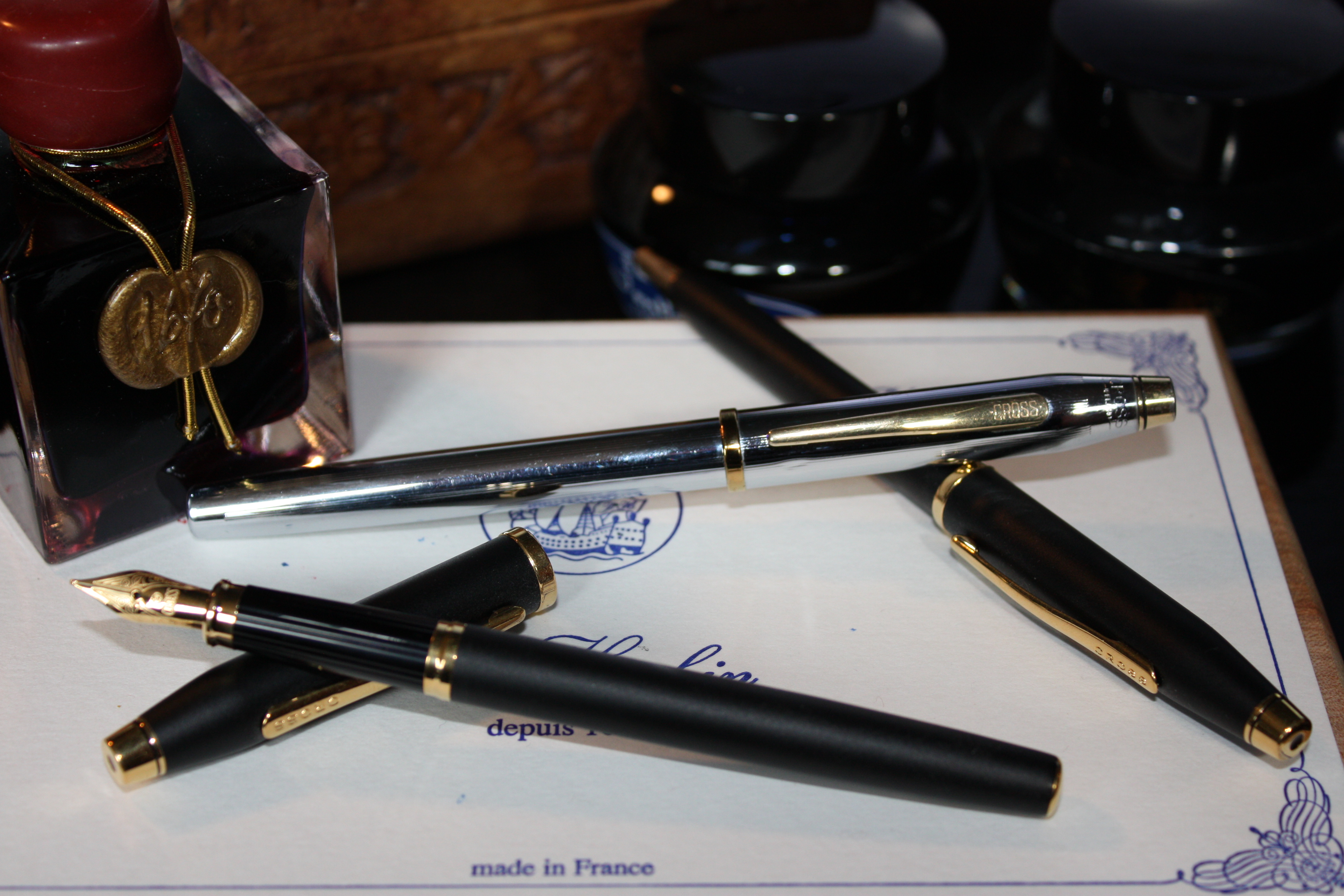 Refillable Catridge Pen CROSS Century II Lustrous Chrome Medium Nib Fountain Pen incl Premium Gift Box 