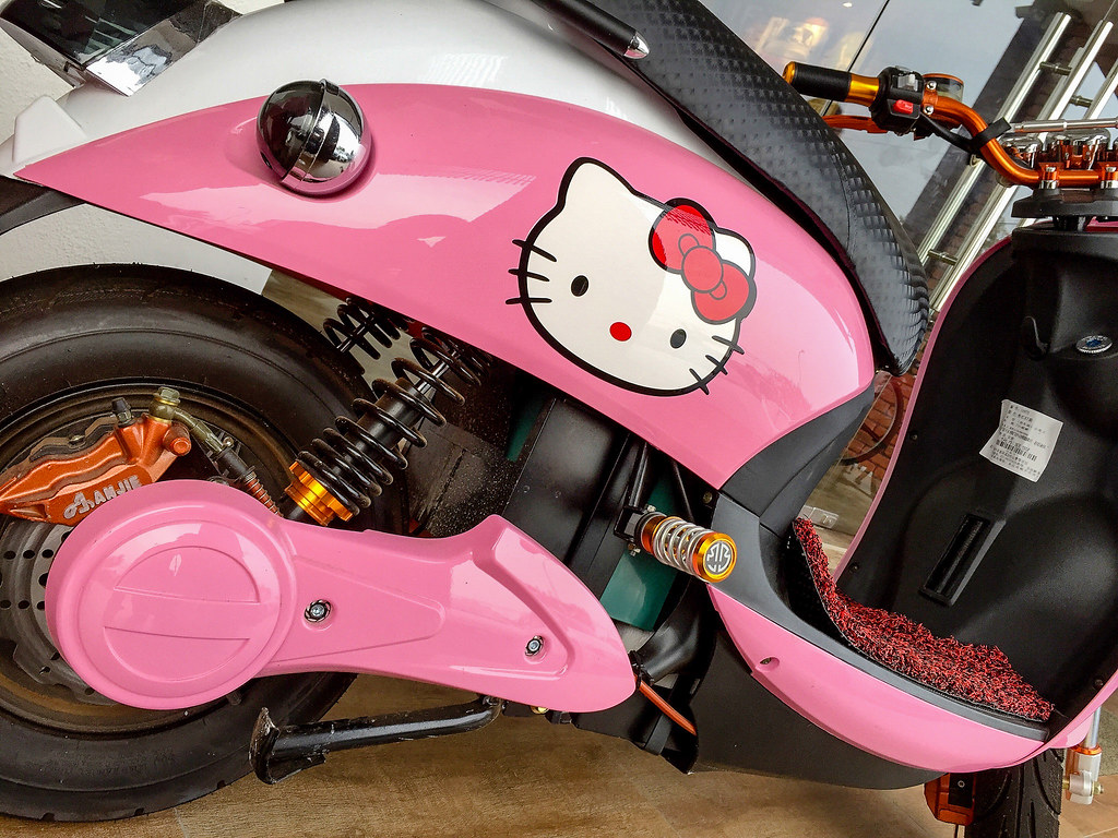 Hello Kitty motorbike at A+ Boutique Hotel Sekinchan.