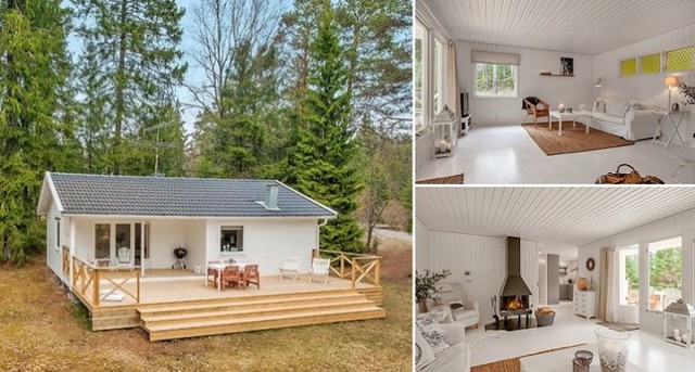 A Small White House in the Woods of Sweden