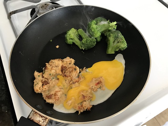 broccoli, crab meat, egg