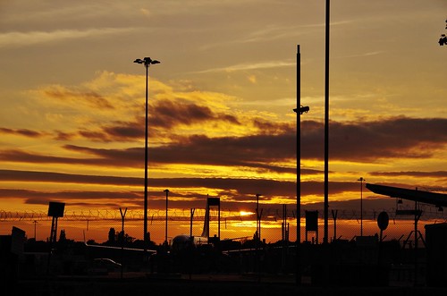 sunset light airport plane airplane fences lights clouds ligth colour pentaxart