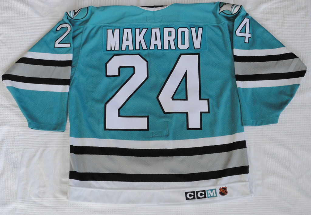 1993-94 Sergei Makarov San Jose Sharks Away Jersey Back
