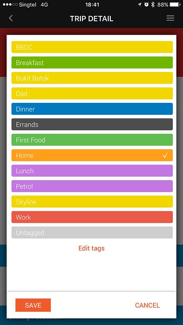 Singtel Smart Car - Modus iOS App - Trip Tagging