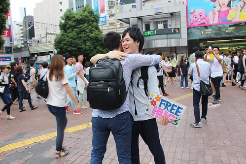 Free hugs in Shibuya, Tokyo